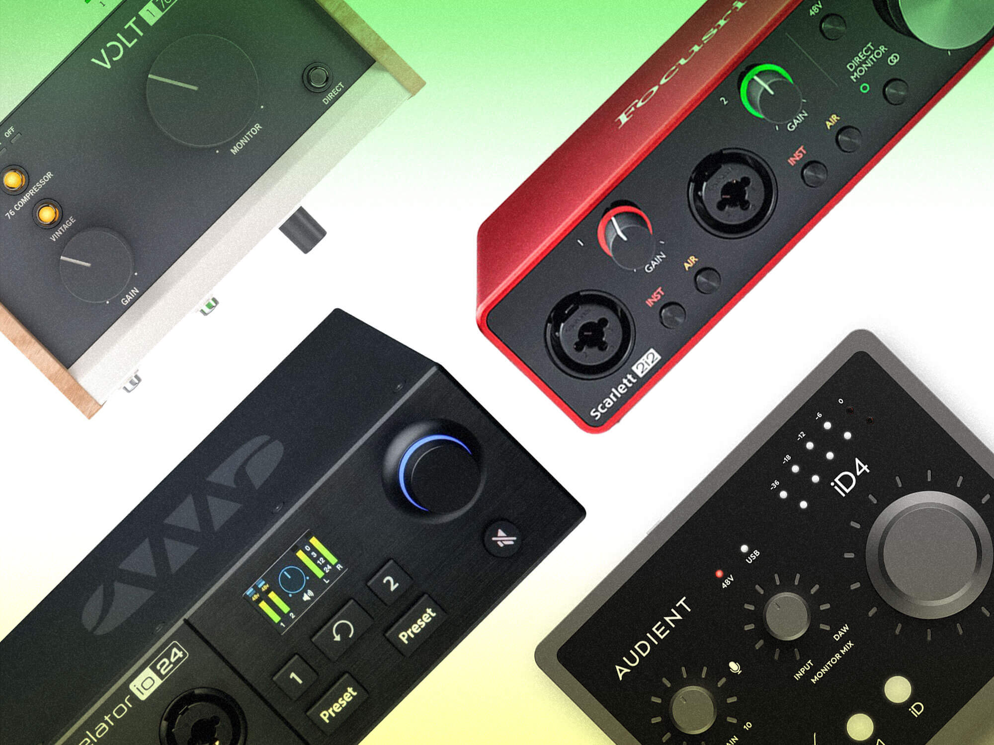 Focusrite, Audient, Universal Audio & PreSonus audio interfaces