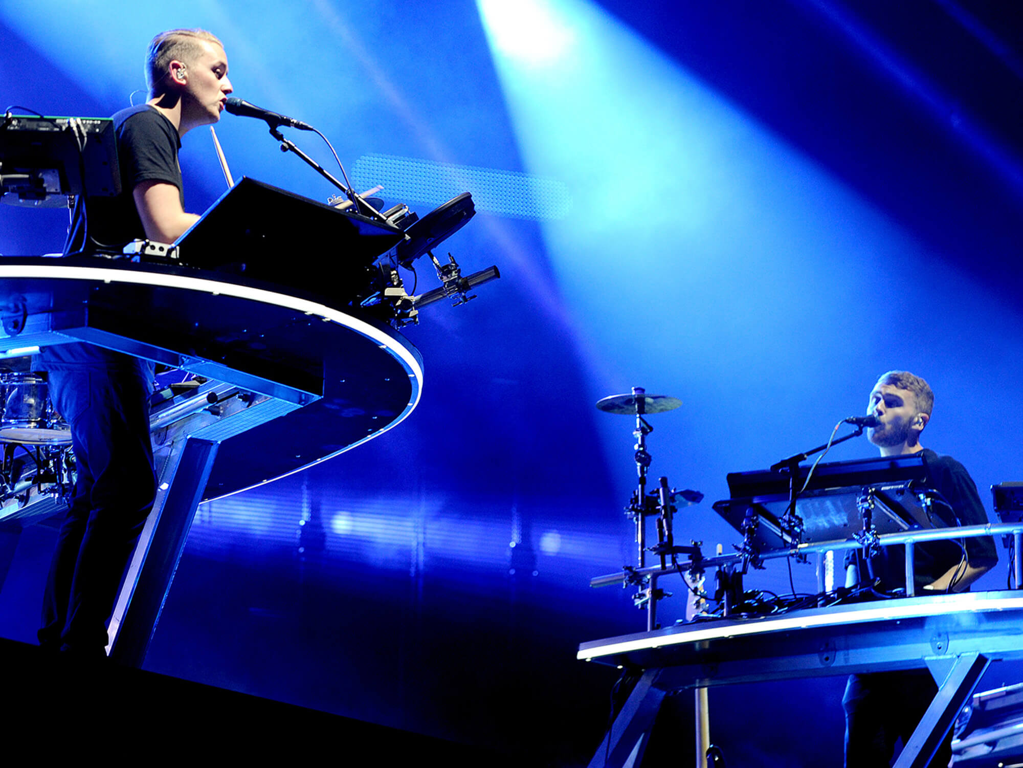 Guy Lawrence and Howard Lawrence of Disclosure perform on the Main Stage during day 2 of Leeds Festival 2016 by Andrew Benge/Redferns via Getty Images